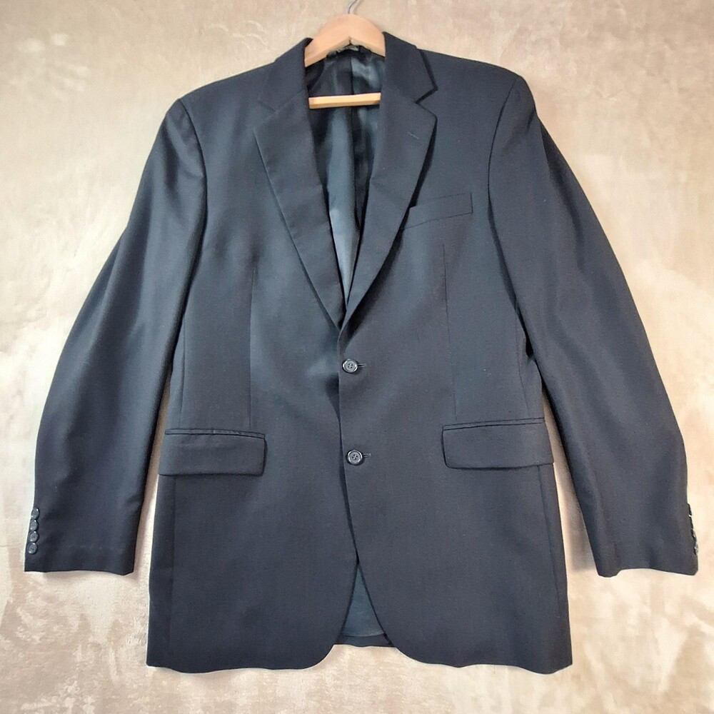 Jos. A. Bank Blazer Mens 41 Long Black Wool Two Button Notch Lapel Single Vent